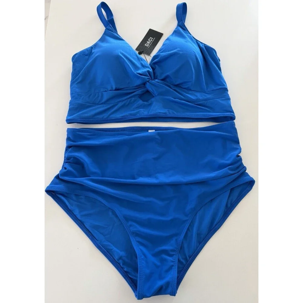 Daci Plus Size Two Piece Swimsuit High Waisted Tummy Control Bikini Push Up 16W
